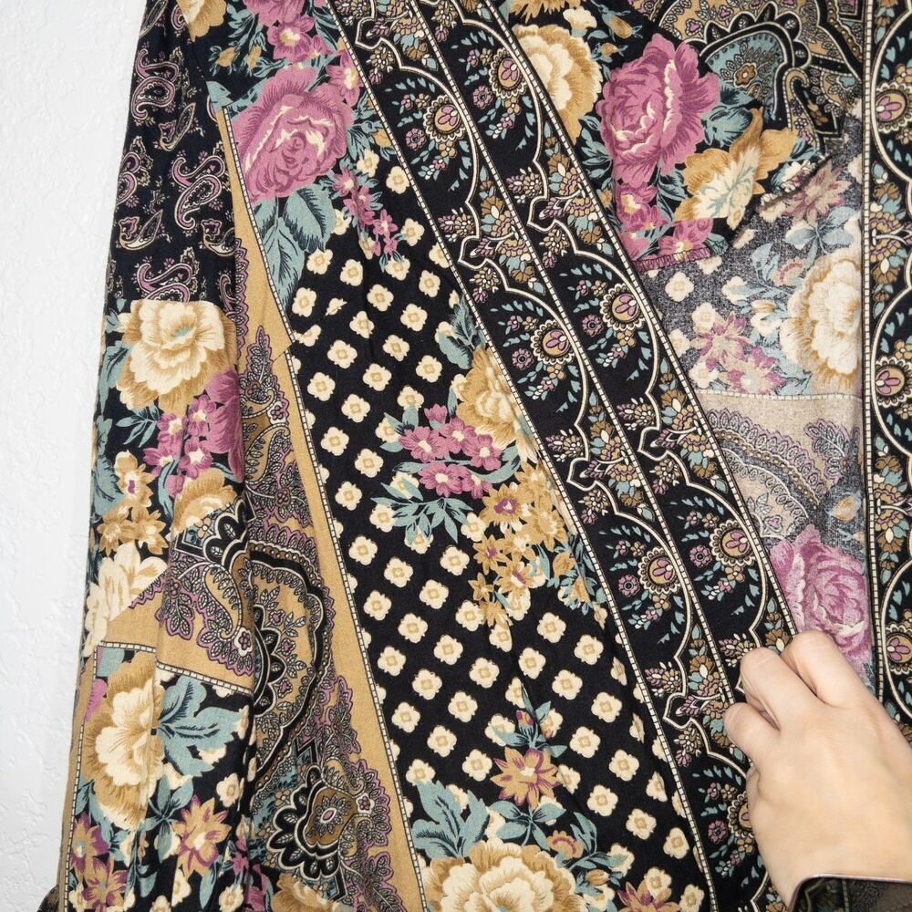 Vintage Lady Carol of New York Black Floral Kimono‎ Cardigan Size 14 - Picture 4 of 6